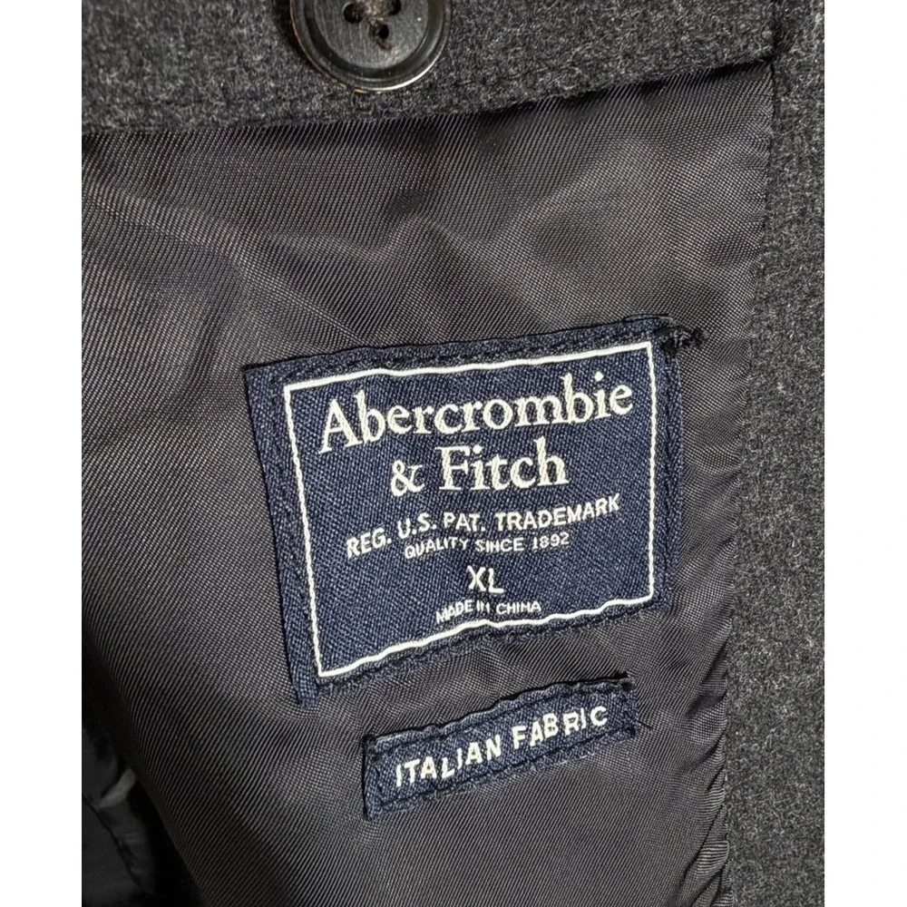Abercrombie & Fitch Coat Men's Wool Blend Overcoat Sz XL Gray Classic Italian